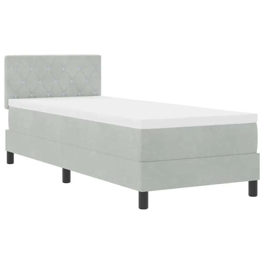 Lit à ressort LED avec matelas Gris clair 80 x 200 cm Velours - 2