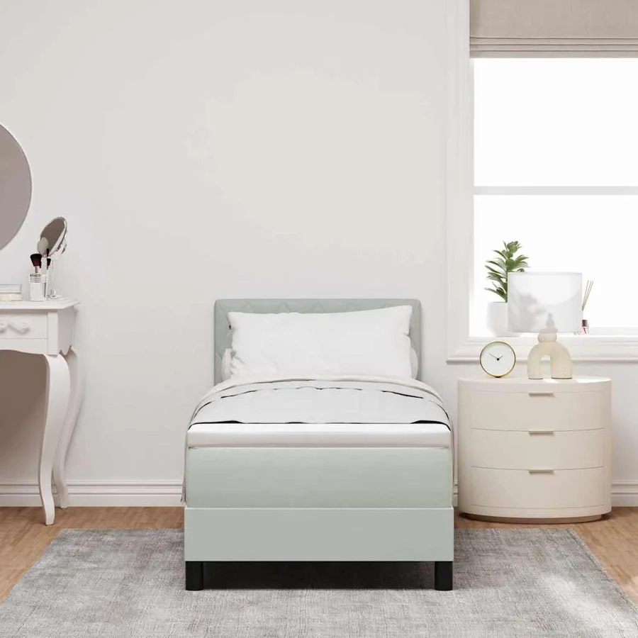 Lit à ressort LED avec matelas Gris clair 80 x 200 cm Velours - 4