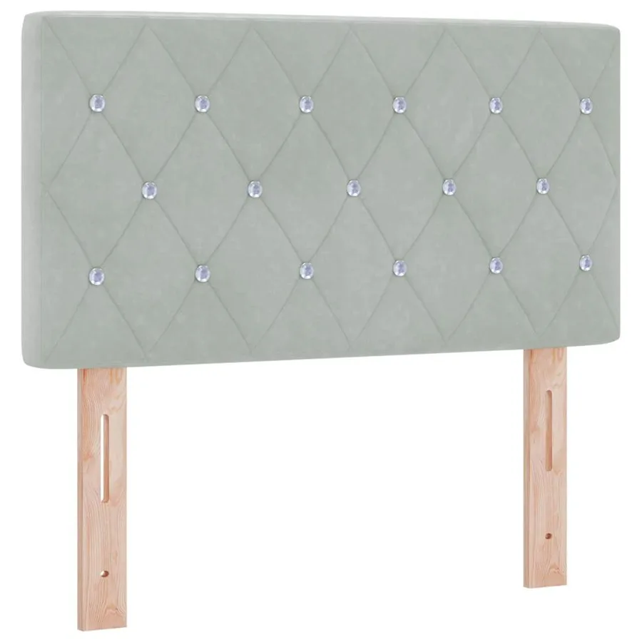 Lit à ressort LED avec matelas Gris clair 80 x 200 cm Velours - 7