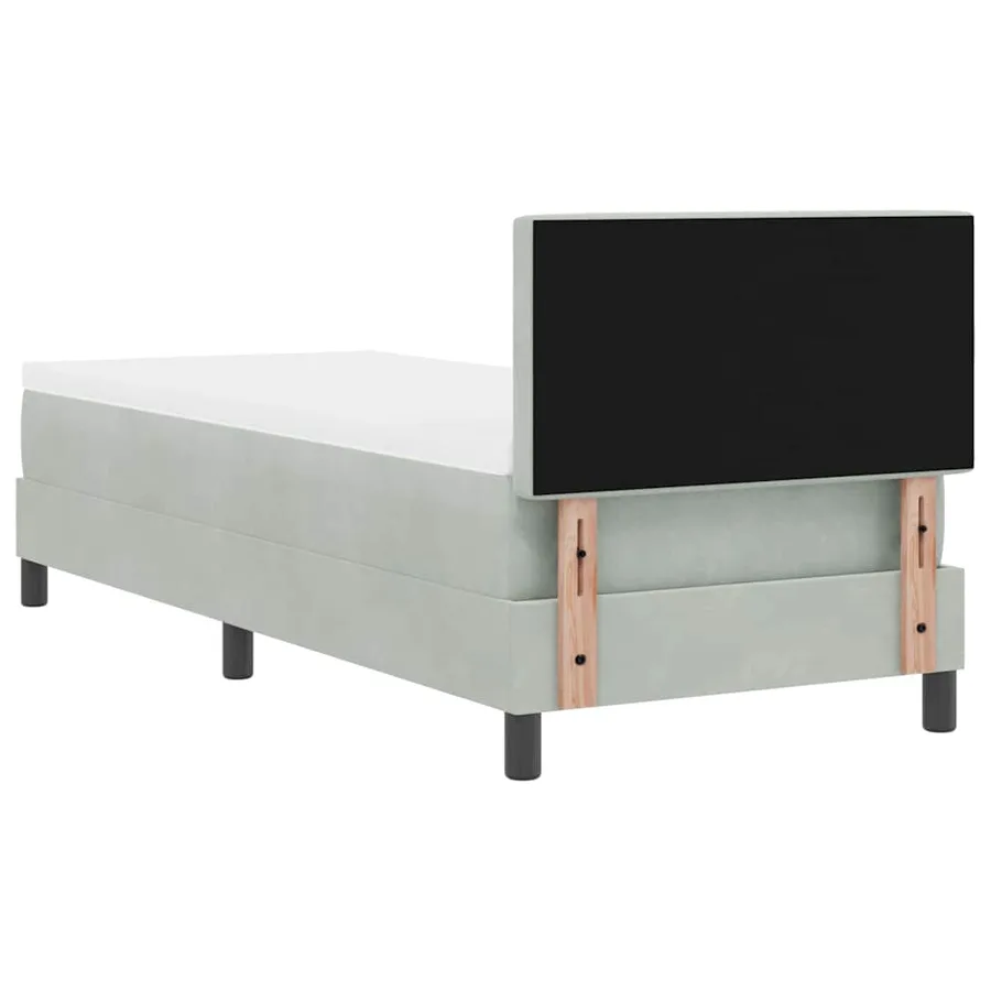 Lit à ressort LED avec matelas Gris clair 80 x 200 cm Velours - 8
