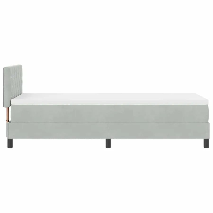 Lit à ressort LED avec matelas Gris clair 80 x 200 cm Velours - 9