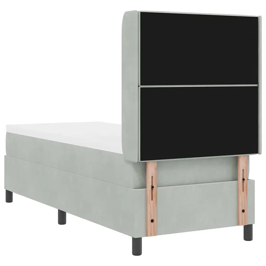 Lit à ressorts avec matelas Gris clair 80 x 200 cm Velours - 8