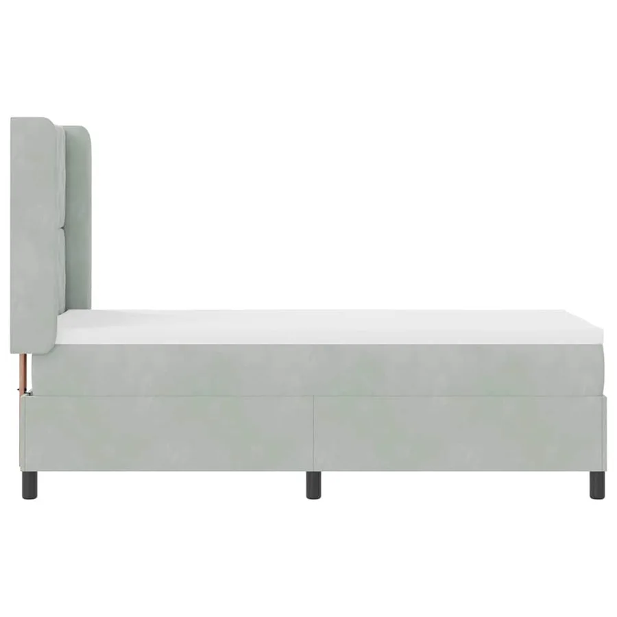 Lit à ressorts avec matelas Gris clair 80 x 200 cm Velours - 9