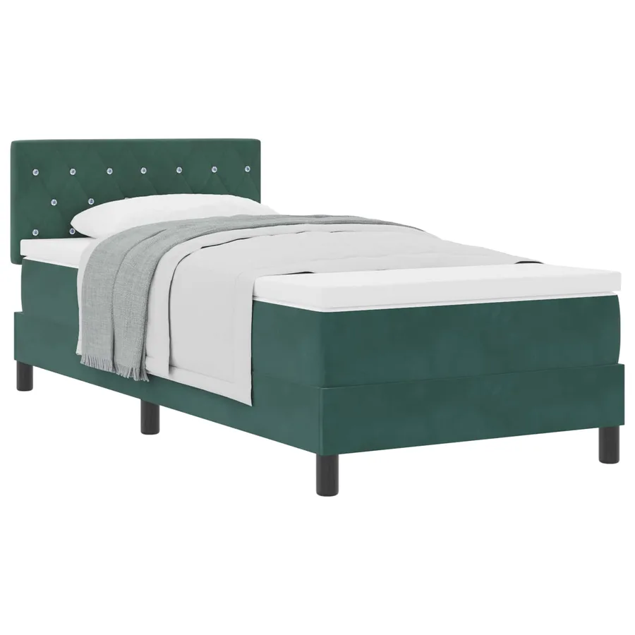 Lit à ressorts avec matelas Vert foncé 100 x 200 cm Velours - 2
