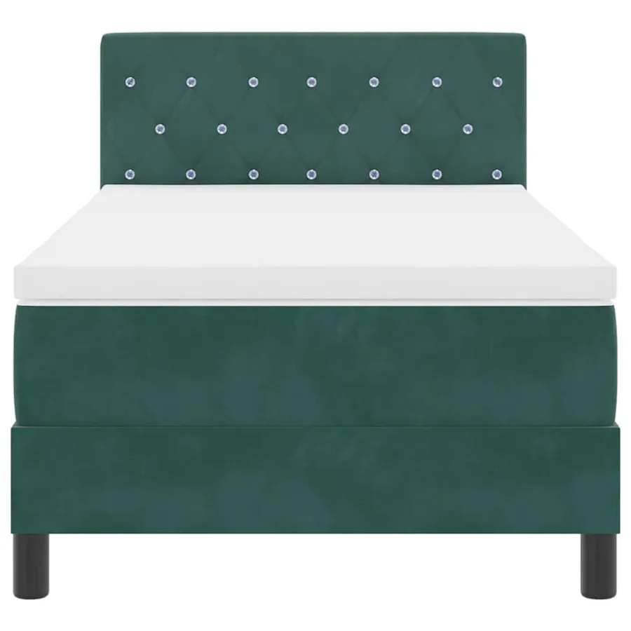 Lit à ressorts avec matelas Vert foncé 100 x 200 cm Velours - 7