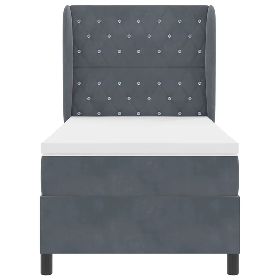 Lit à ressorts avec matelas Gris foncé 200 x 90 cm Velours - 7