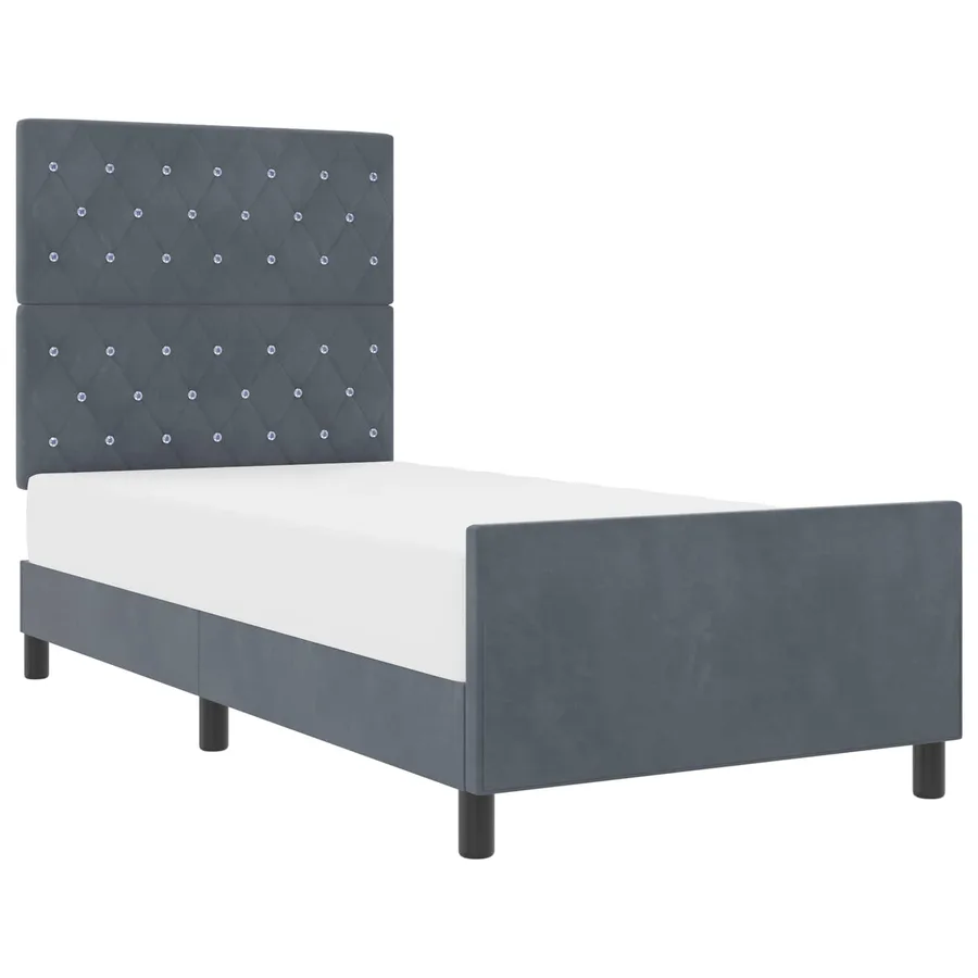 Lit à ressorts avec tête de lit Gris foncé 90 x 190 cm Velours - 2