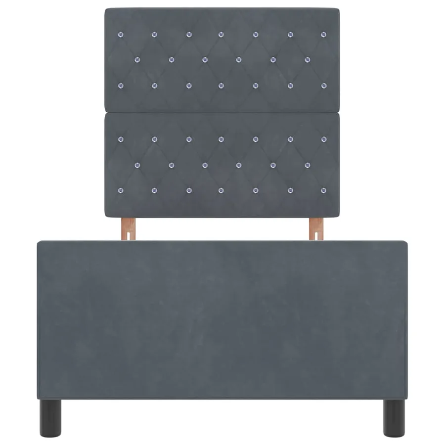Lit à ressorts avec tête de lit Gris foncé 90 x 190 cm Velours - 7
