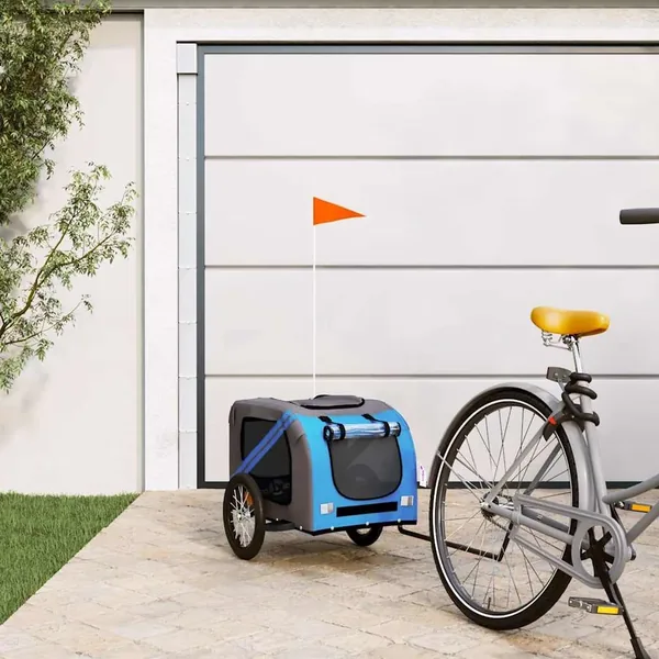 Remorque de vélo pour animaux de compagnie bleu et gris