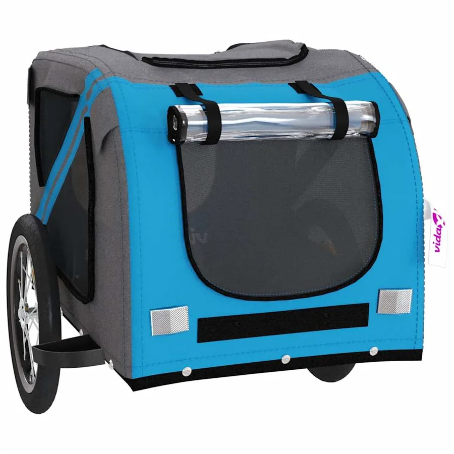 Remorque de vélo pour animaux de compagnie bleu et gris - 5
