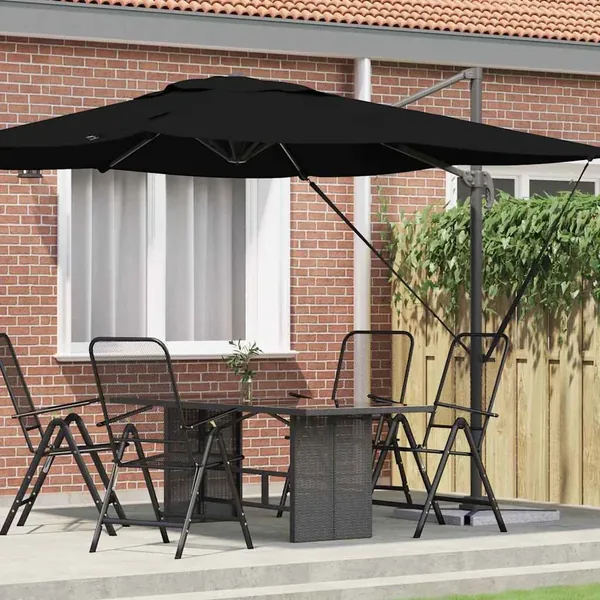 Parasol Roma Noir 286 x 284 x 265 cm Aluminium et polyester