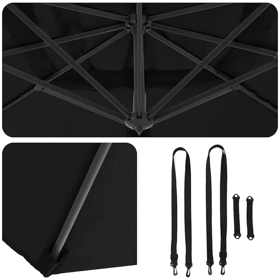Parasol Roma Noir 286 x 284 x 265 cm Aluminium et polyester - 10