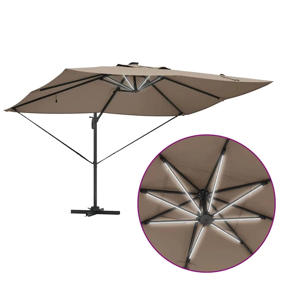 Parasol Taupe 352 x 251 x 265 cm Polyester et Aluminium - 12