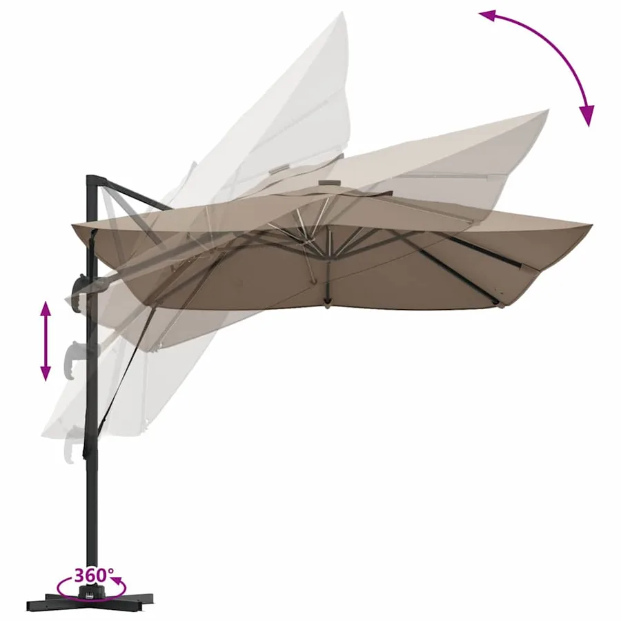 Parasol Taupe 352 x 251 x 265 cm Polyester et Aluminium - 13