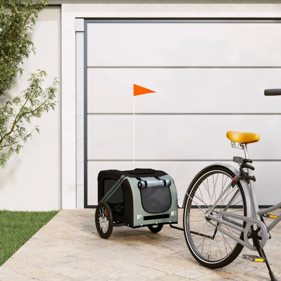 Remorque de vélo pour animaux de compagnie noir et gris