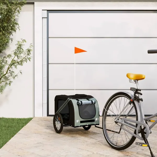 Remorque de vélo pour animaux de compagnie noir et gris