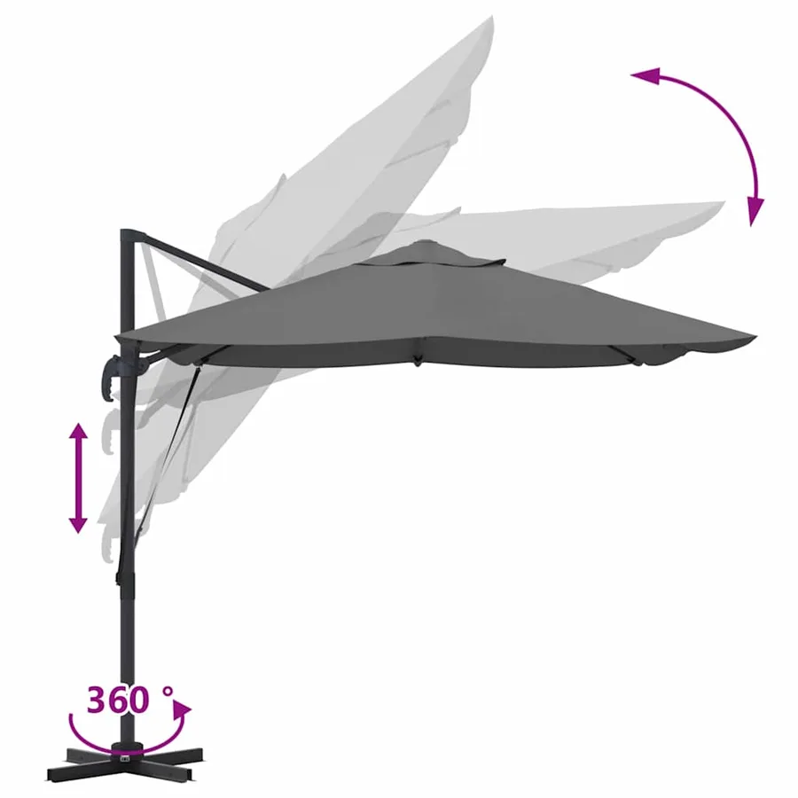 Parasol Anthracite 351 x 250 x 260 cm Polyester et Aluminium - 11