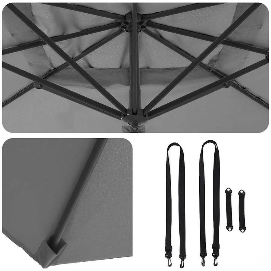 Parasol Anthracite 351 x 250 x 260 cm Polyester et Aluminium - 8