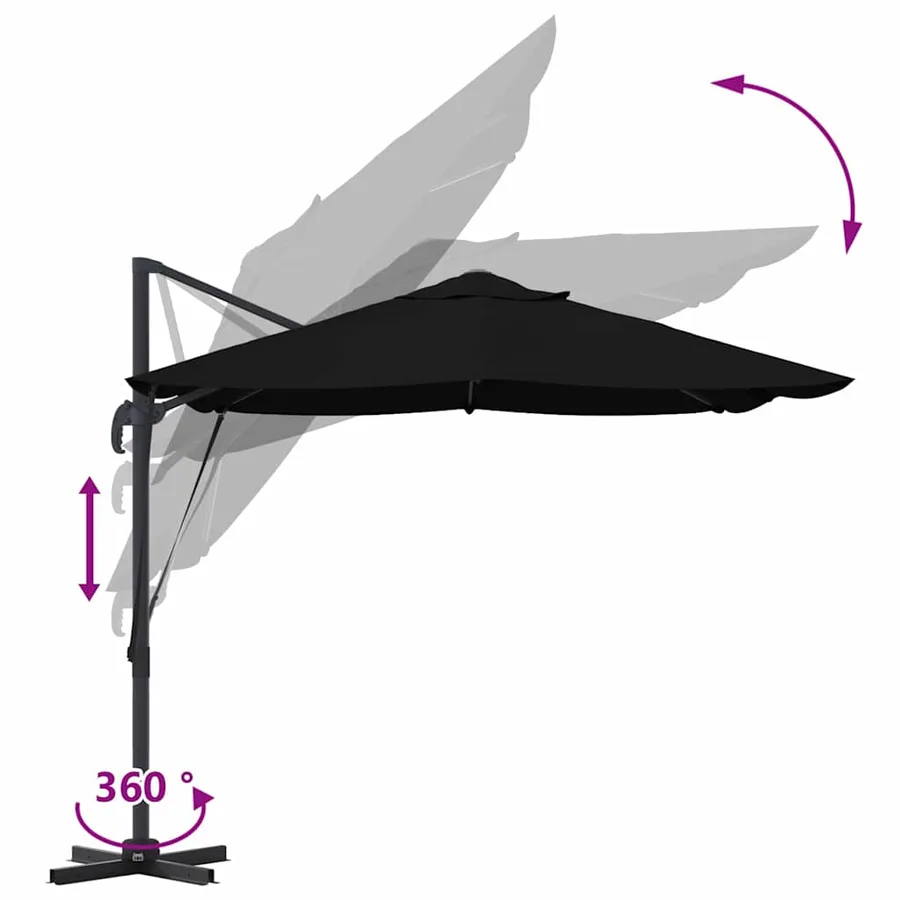 Parasol Noir 351 x 250 x 260 cm Polyester et Aluminium - 11