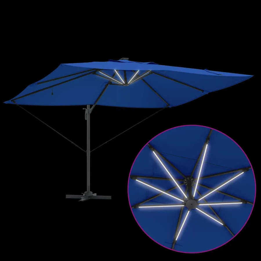 Parasol 352 x 251 x 265 cm Polyester et Aluminium Azur - 11