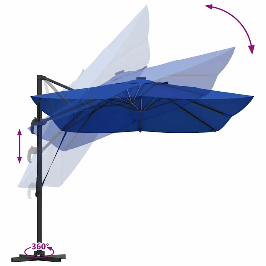 Parasol 352 x 251 x 265 cm Polyester et Aluminium Azur - 13