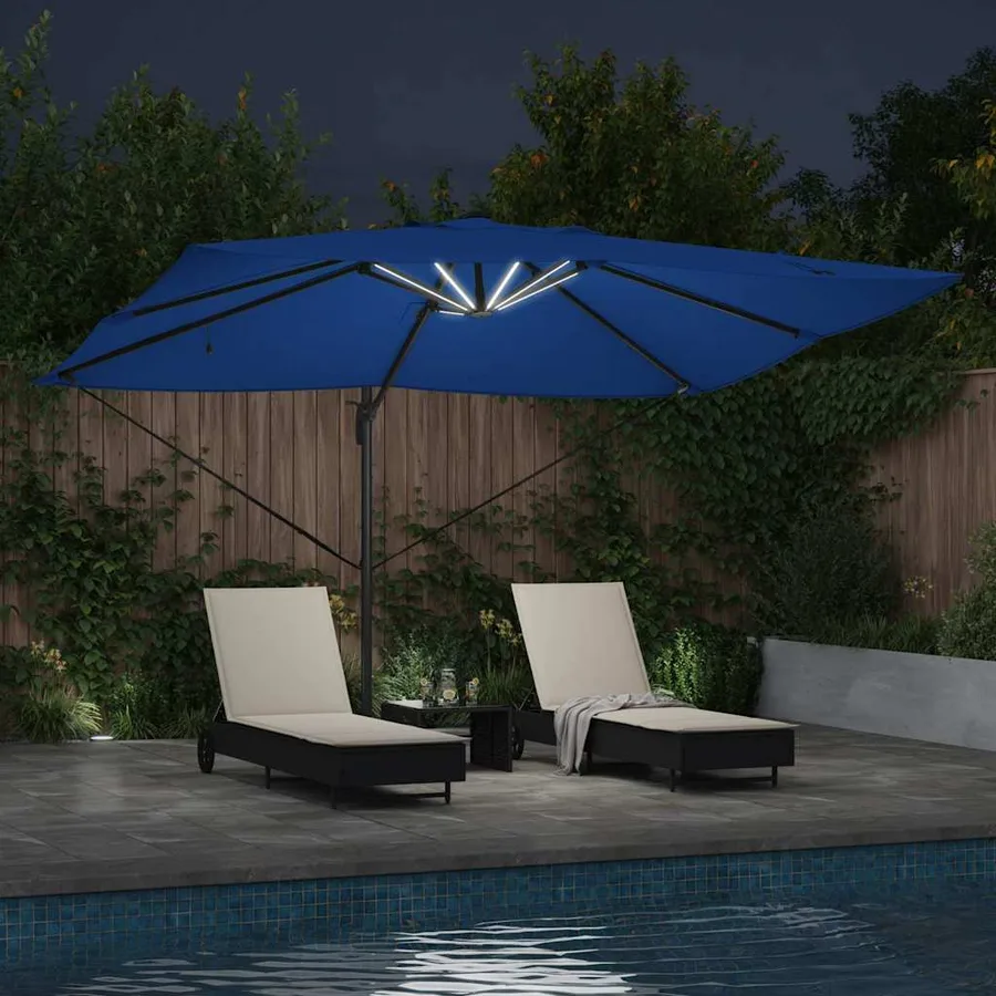 Parasol 352 x 251 x 265 cm Polyester et Aluminium Azur - 4