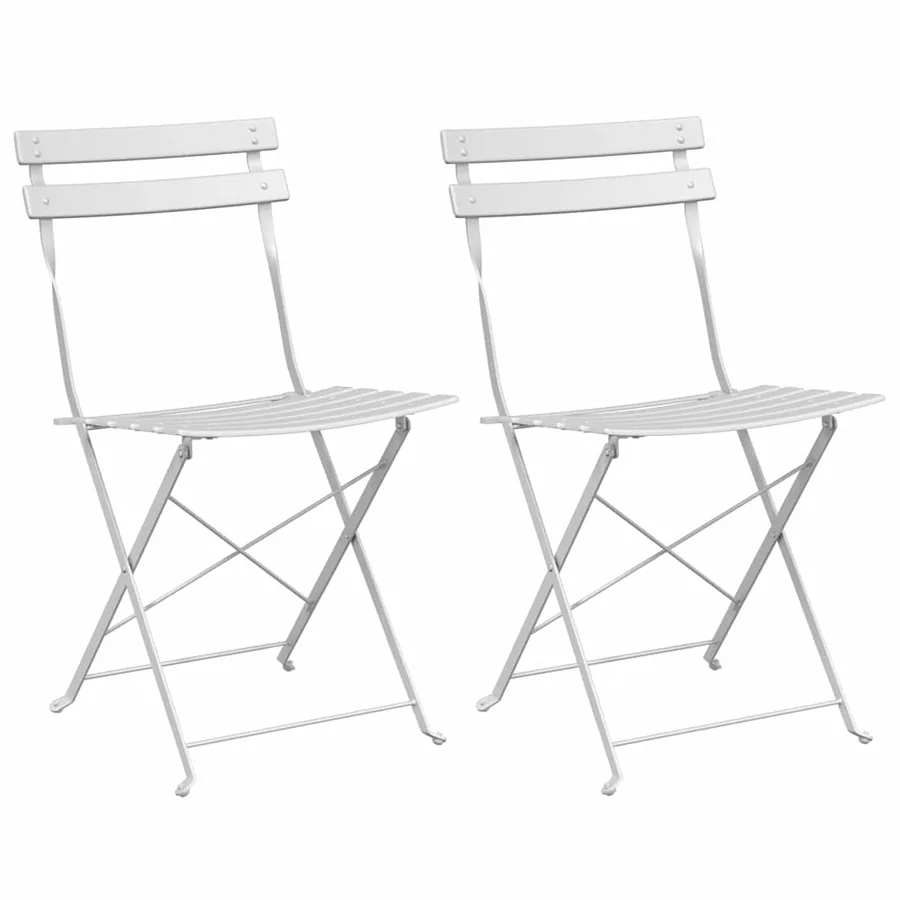 Chaise de jardin pliante 2 pcs Blanc 42 x 46 x 82cm Métal - 2