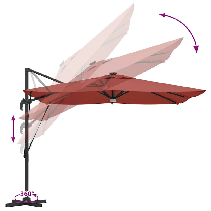 Parasol Roma Rouge 286 x 284 x 270 cm Aluminium et polyester - 13