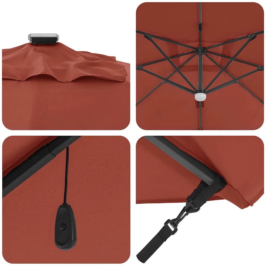 Parasol Roma Rouge 286 x 284 x 270 cm Aluminium et polyester - 9