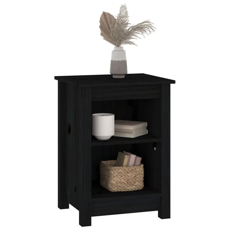 Tables de chevet 2 pcs Noir 40x35x55 cm Bois de pin solide - 6
