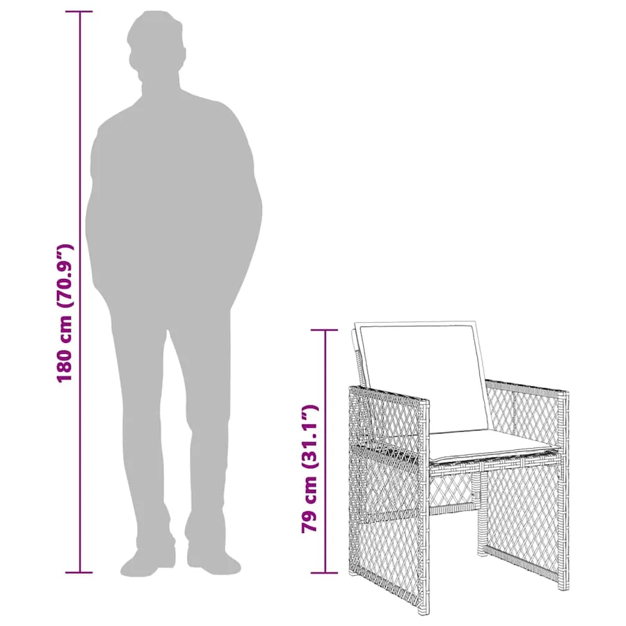 Ensemble à manger de jardin et coussins 7 pcs beige poly rotin - 10