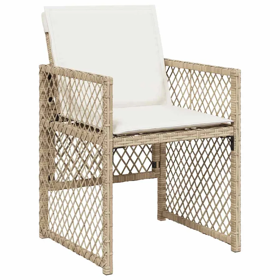 Ensemble à manger de jardin et coussins 7 pcs beige poly rotin - 4