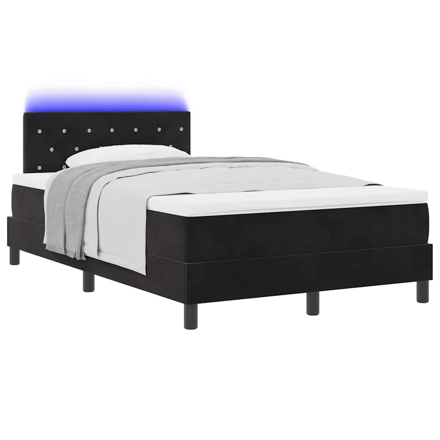 Lit à ressort LED avec matelas Noir 120 x 190 cm Velours - 3