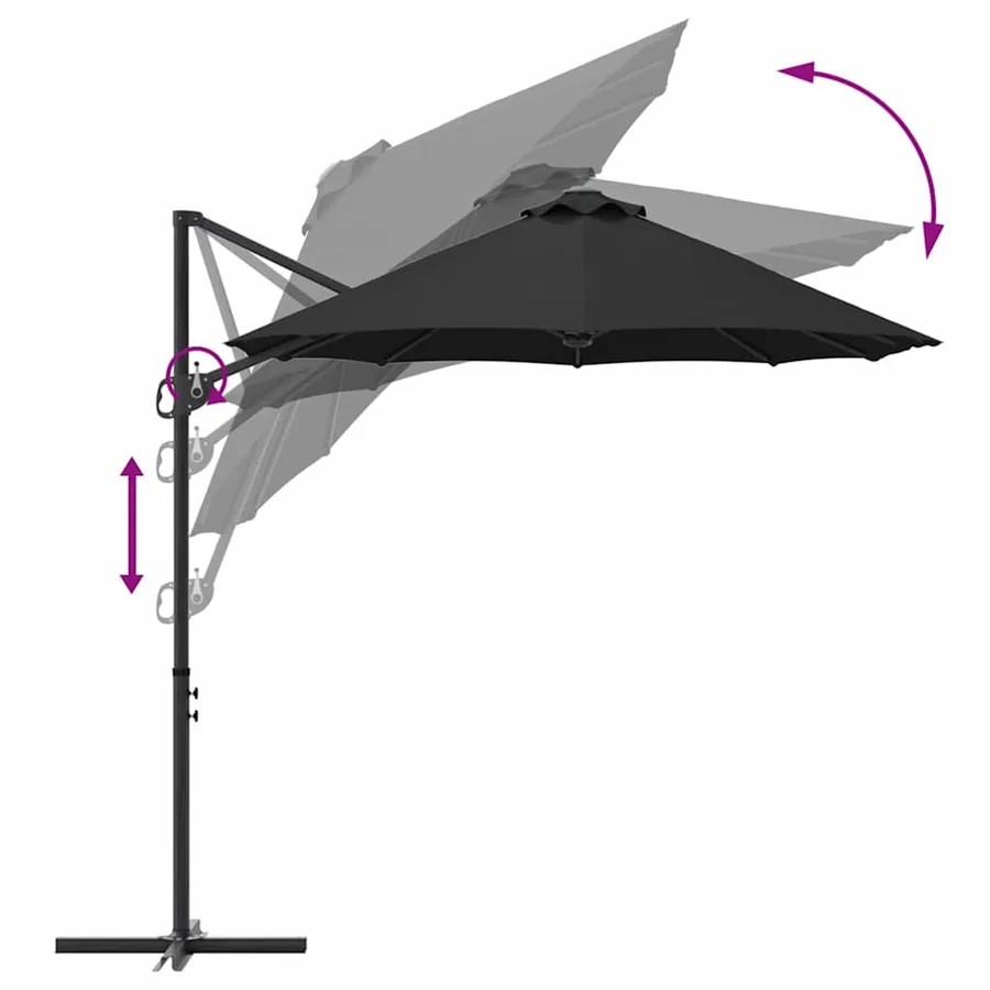 Parasol Noir 372 x 198 x 243 cm Polyester et Aluminium - 11