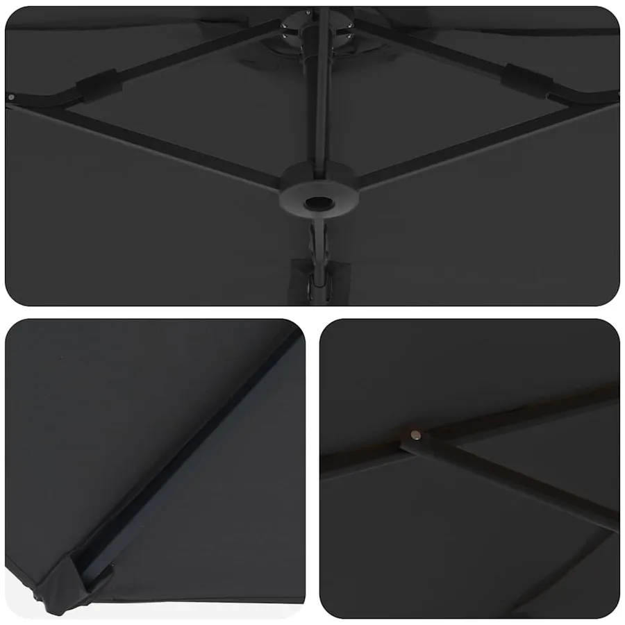 Parasol Noir 372 x 198 x 243 cm Polyester et Aluminium - 8
