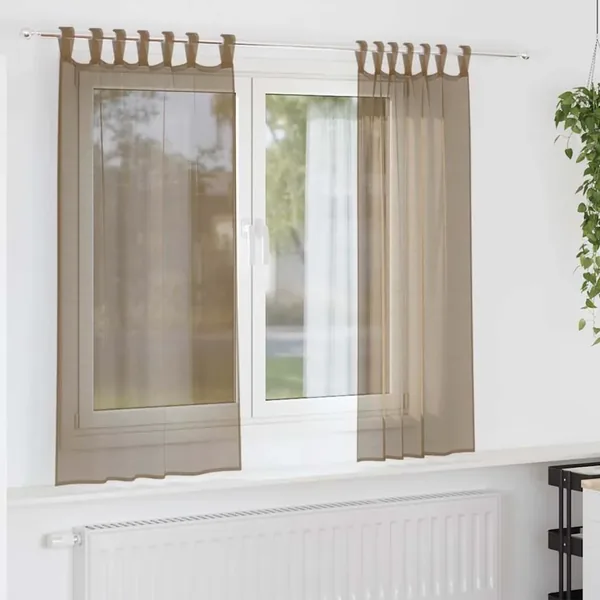 Voilages à œillets 2 pcs marron clair 140 x 175 cm