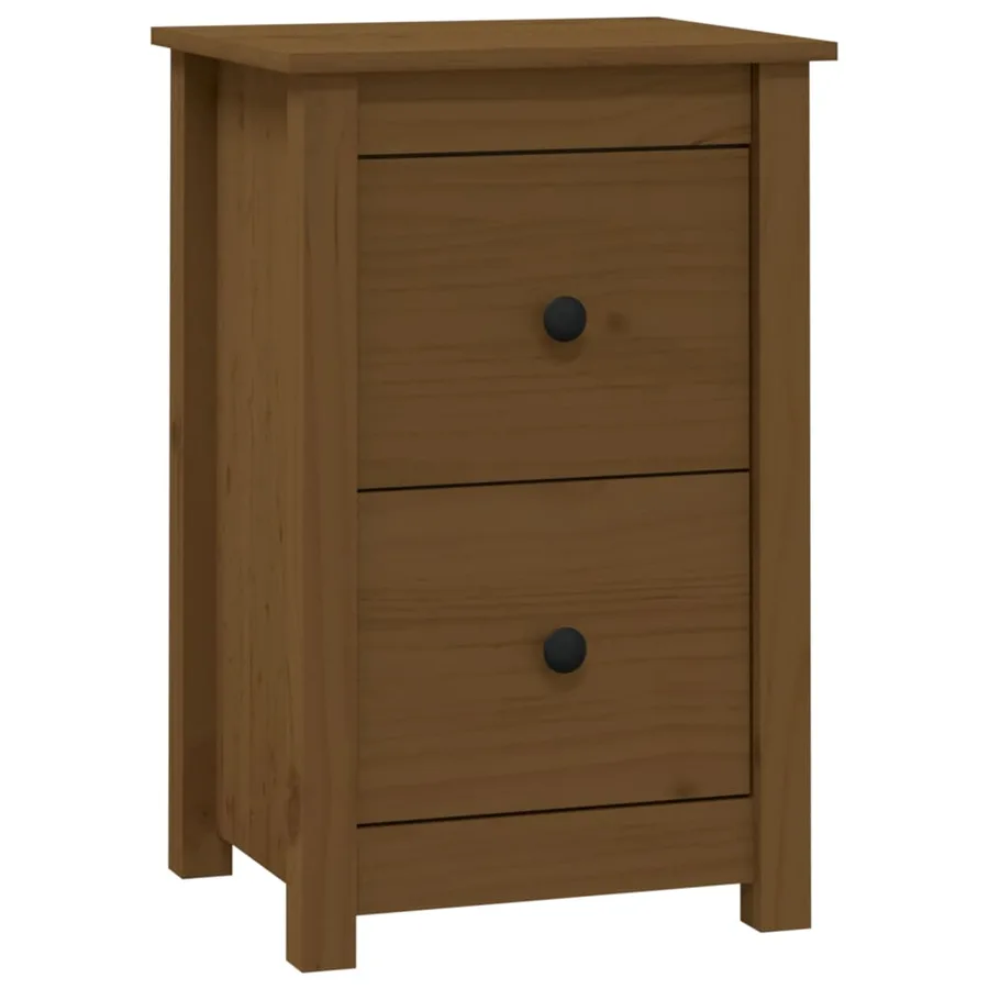 Table de chevet Marron miel 40x35x61,5 cm Bois de pin solide - 2