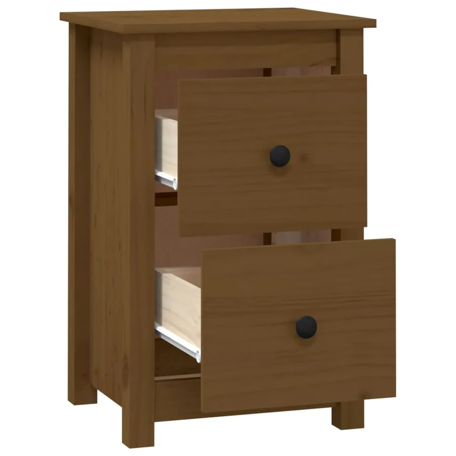 Table de chevet Marron miel 40x35x61,5 cm Bois de pin solide - 4