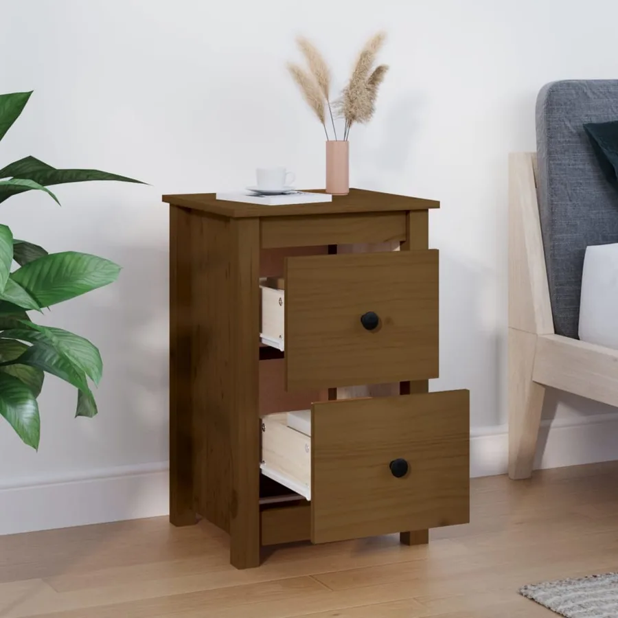 Table de chevet Marron miel 40x35x61,5 cm Bois de pin solide - 6