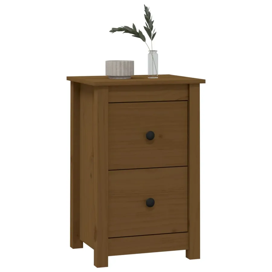 Table de chevet Marron miel 40x35x61,5 cm Bois de pin solide - 7