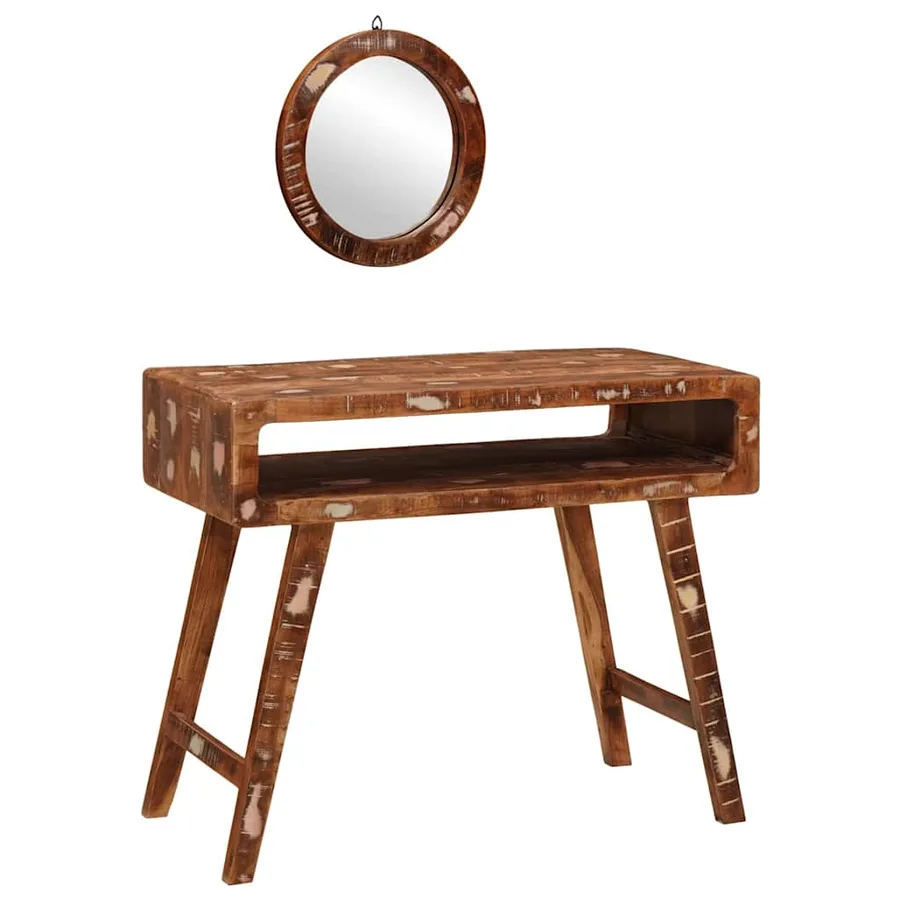 Table de Toilette Marron 90 x 76 x 45 cm Bois Recyclé Solide - 2