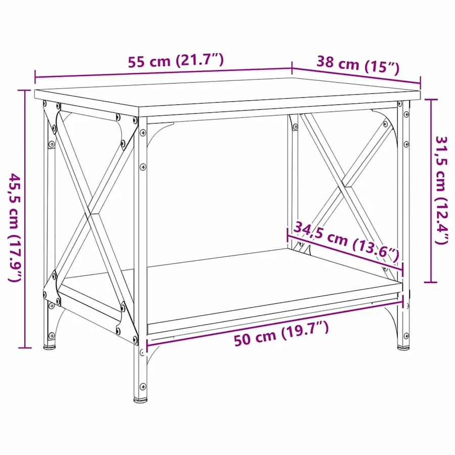 Table d'appoint Chêne noir 55 x 38 x 45 cm Bois d'ingénierie - 8