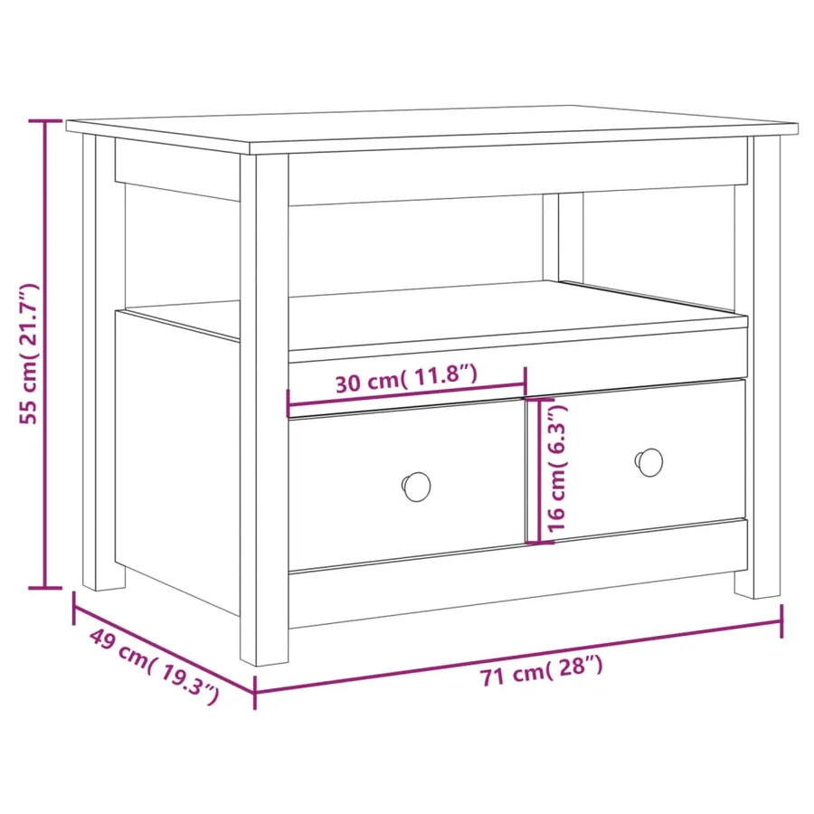 Table basse Gris 71x49x55 cm Bois massif de pin - 12