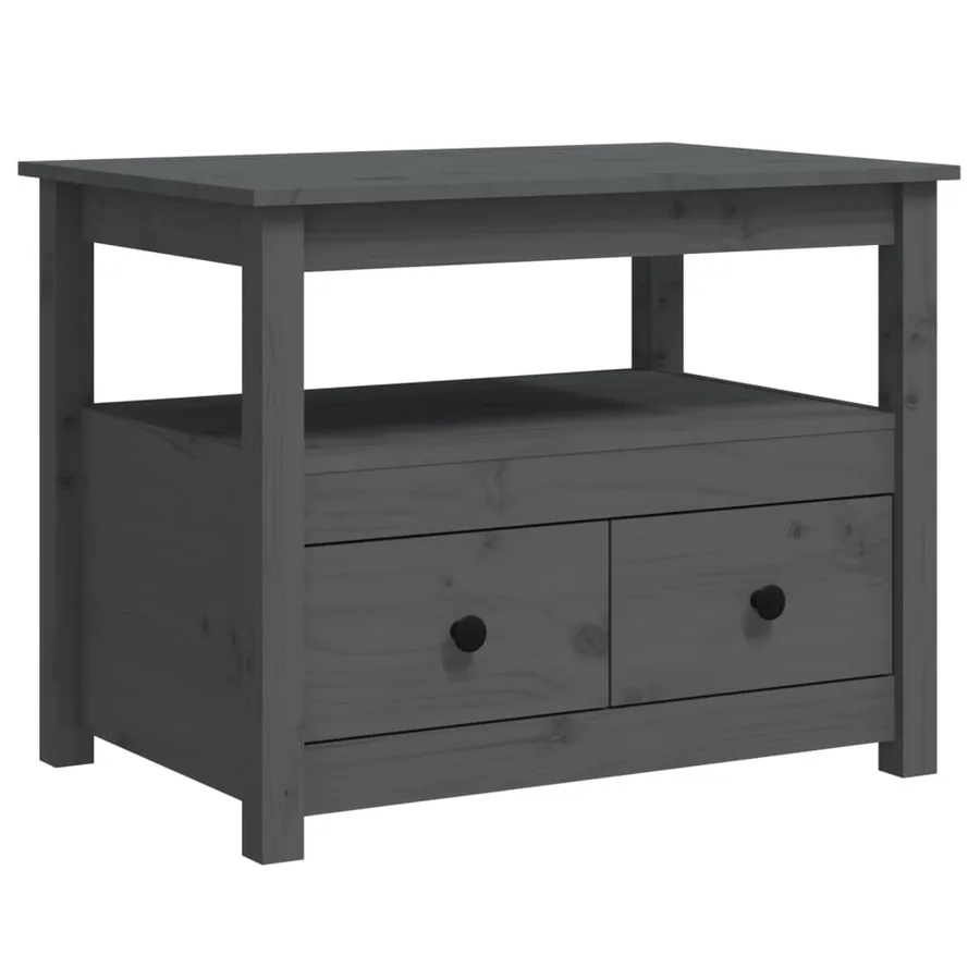 Table basse Gris 71x49x55 cm Bois massif de pin - 2