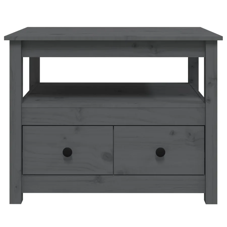 Table basse Gris 71x49x55 cm Bois massif de pin - 7