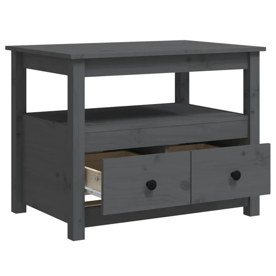 Table basse Gris 71x49x55 cm Bois massif de pin - 8