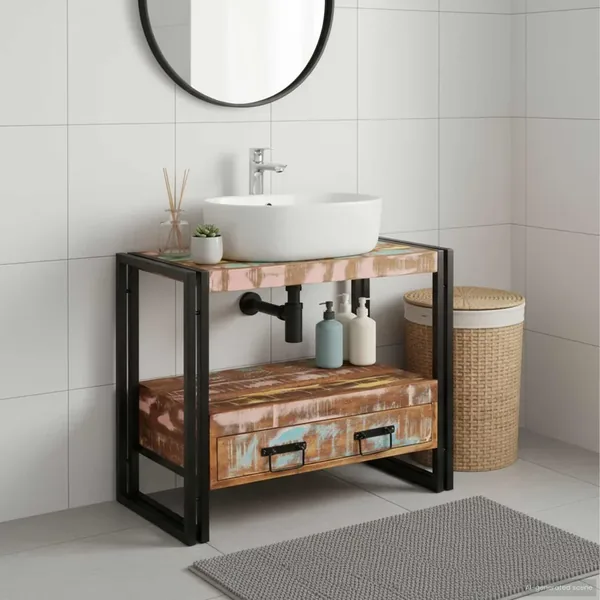 Armoire de coiffeuse Multicolore Bois Recyclé Solide