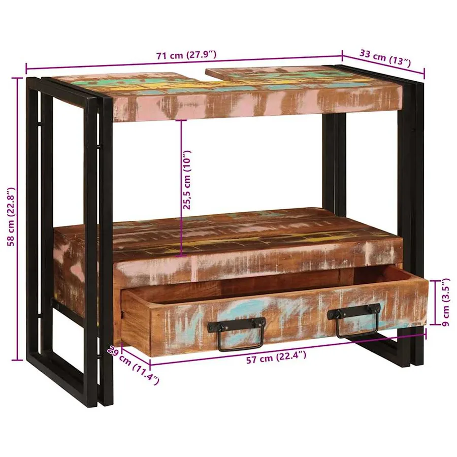 Armoire de coiffeuse Multicolore Bois Recyclé Solide - 15