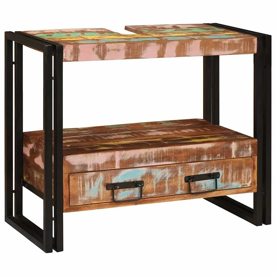 Armoire de coiffeuse Multicolore Bois Recyclé Solide - 2