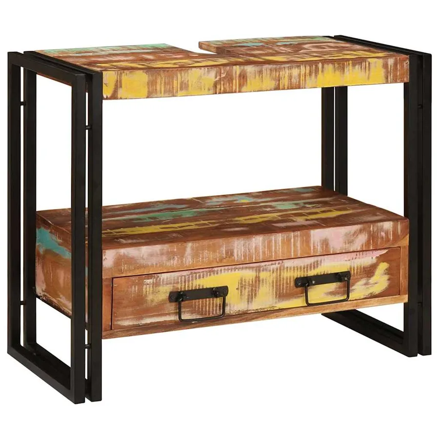 Armoire de coiffeuse Multicolore Bois Recyclé Solide - 3